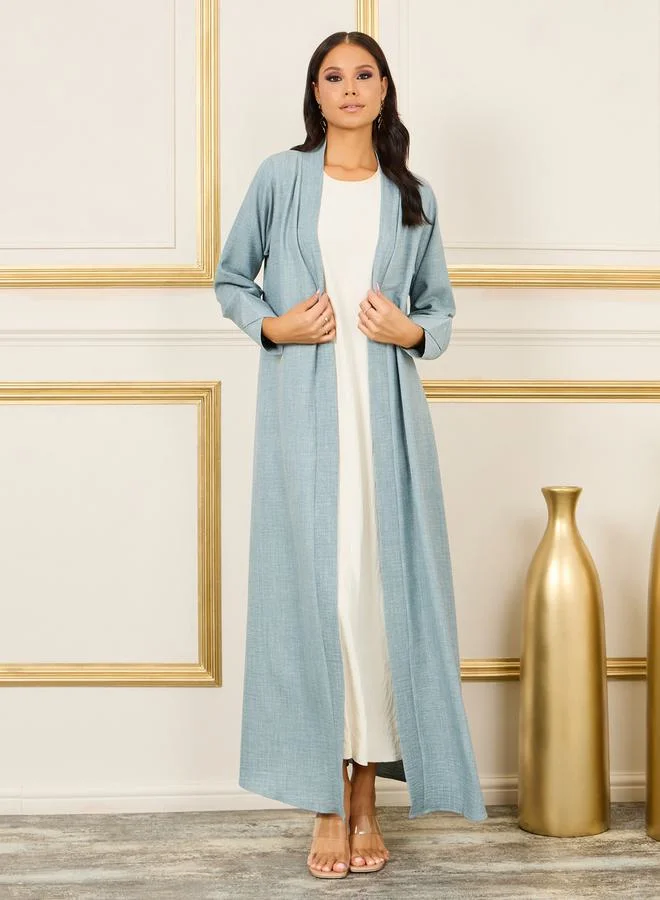 Styli Linen Look Open Front Abaya