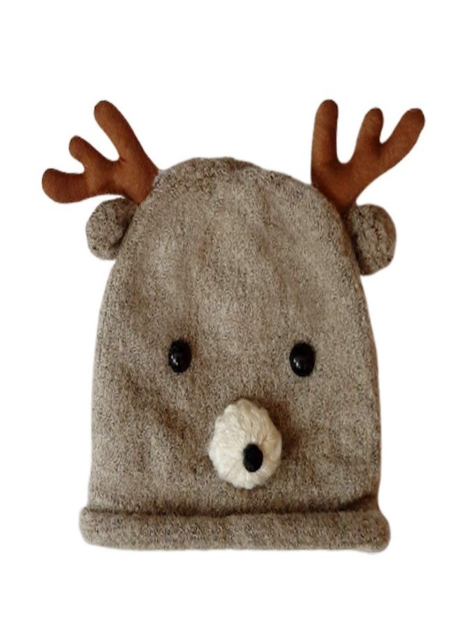 Malvina Fashion Kids Boy's & Girl's Cartoon Deer Warm Hat Children Knitted Beanie Cap (Grey,01Yrs - 03Yrs) - Image 1
