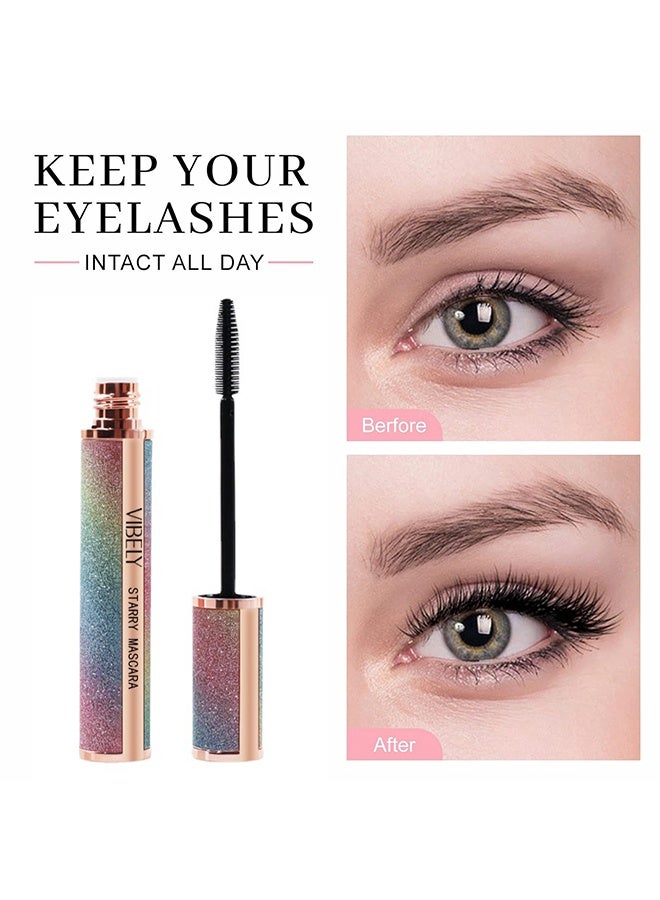 Vibely Starry Mascara, 4D Silk Fiber Lash Mascara Lengthening and Thick Long Lasting Waterproof & Smudge-Proof All Day Exquisitely Full Long Thick Eyelashes - Image 2