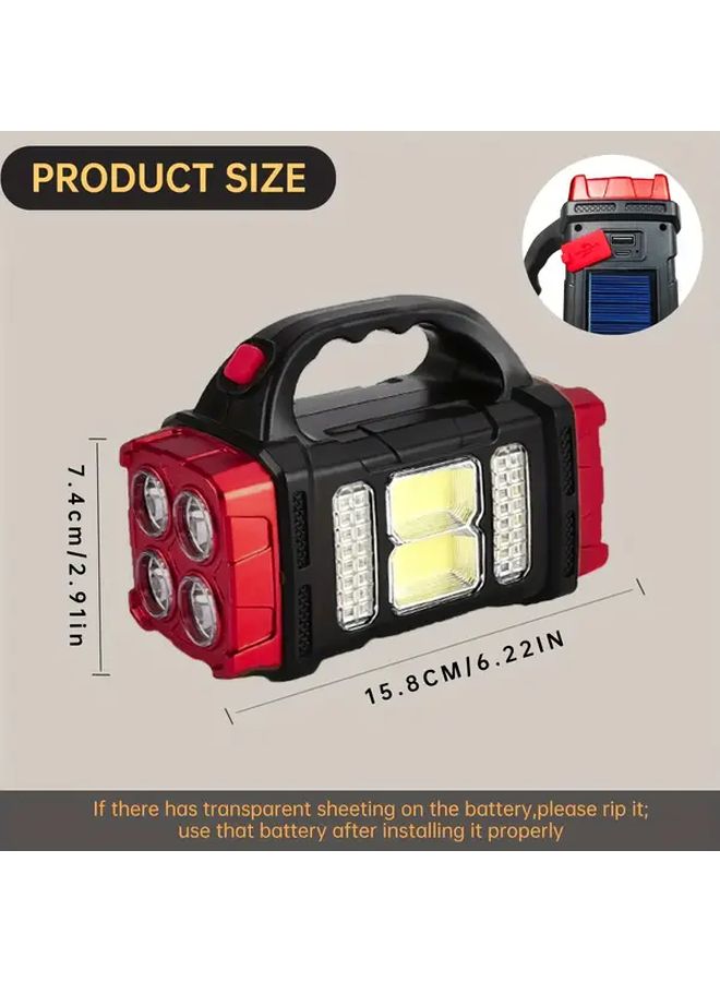 High Lumen Portable Handheld Solar Recharge Hunting Light with COB Side Lights and USB Charging 3 Mode Operation Flashlight SOS Strobe Heavy Duty for Night Fishing Camping Dog Walking Emergency Outdoor - Image 3