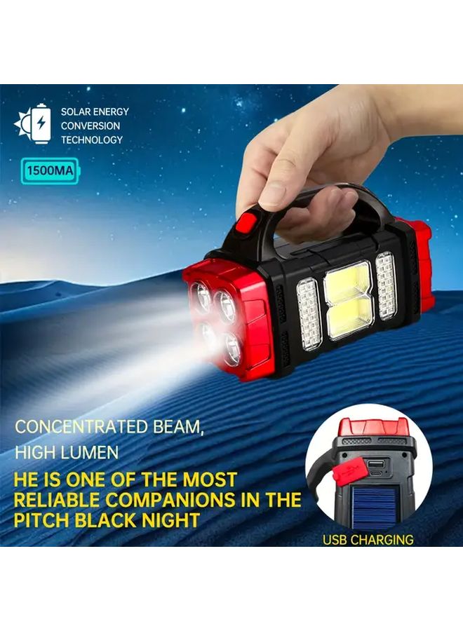 High Lumen Portable Handheld Solar Recharge Hunting Light with COB Side Lights and USB Charging 3 Mode Operation Flashlight SOS Strobe Heavy Duty for Night Fishing Camping Dog Walking Emergency Outdoor - Image 1