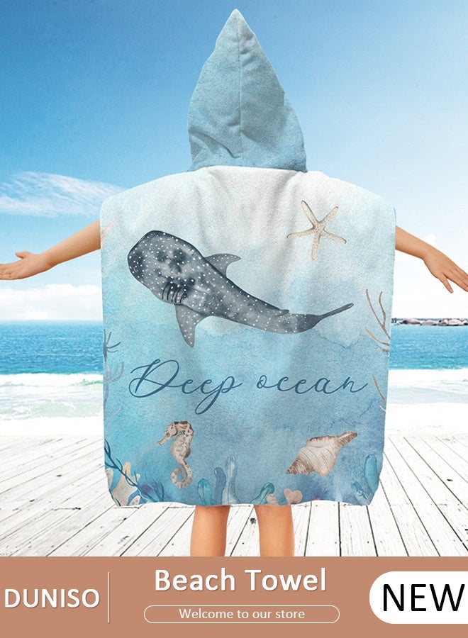 DUNISO رداء حمام بغطاء رأس للأطفال، بونشو من الألياف الدقيقة بغطاء رأس، بونشو سريع الجفاف لركوب الأمواج، بونشو خفيف الوزن لحمام السباحة للأطفال بغطاء رأس للشاطئ للرياضات المائية في الهواء الطلق - Image 1