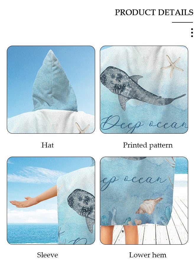 DUNISO رداء حمام بغطاء رأس للأطفال، بونشو من الألياف الدقيقة بغطاء رأس، بونشو سريع الجفاف لركوب الأمواج، بونشو خفيف الوزن لحمام السباحة للأطفال بغطاء رأس للشاطئ للرياضات المائية في الهواء الطلق - Image 4