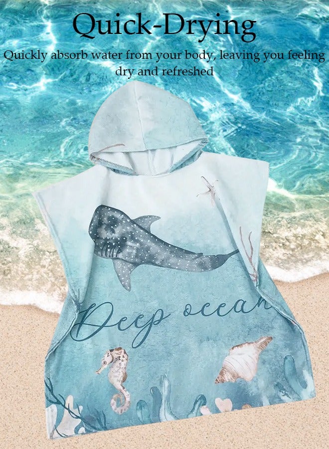 DUNISO Hooded Bath Robe for Kids, Microfiber Towel Poncho with Hood, Quick Dry Surf Poncho, Lightweight Pool Poncho Kids Hooded Beach Towel for Water Sports Outdoor - Image 2