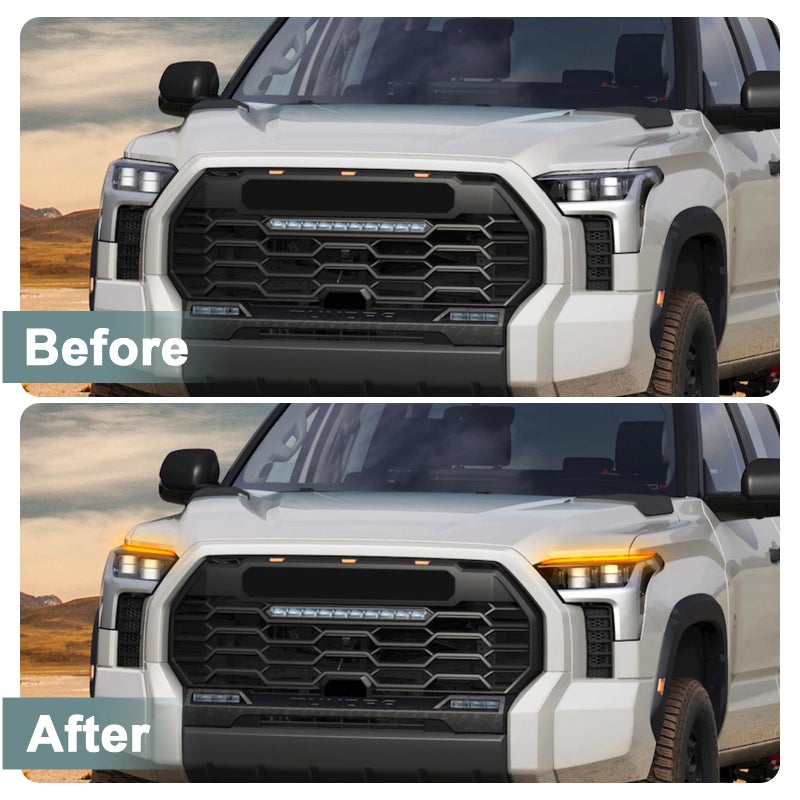 TBHOO LED Daytime Running Lights For 2022 2023 2024 Toyota Tundra CrewMax SR SR5 Limited Fog Light Headlights DRL Assemblies Replacement black lens (DRL3) - Image 3