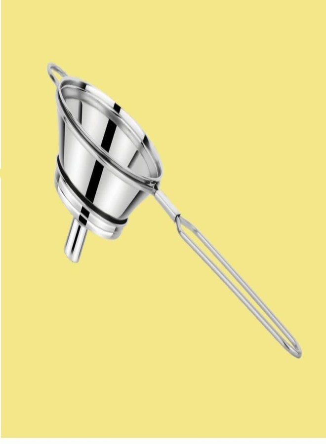 ONSUR Stainless Steel Channi for Tea Coffee Milk Nimbu Pani Oil Strainer with Funnel Every Indian Home Use A Teeny Infuser Strainer Removable Jali Steel, 17 Cm - Image 3