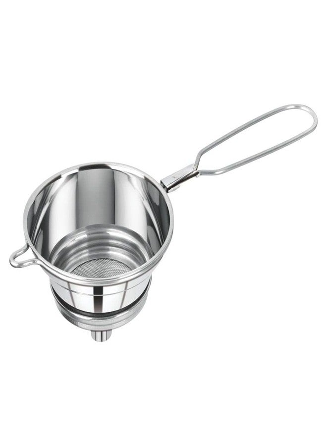 ONSUR Stainless Steel Channi for Tea Coffee Milk Nimbu Pani Oil Strainer with Funnel Every Indian Home Use A Teeny Infuser Strainer Removable Jali Steel, 17 Cm - Image 1