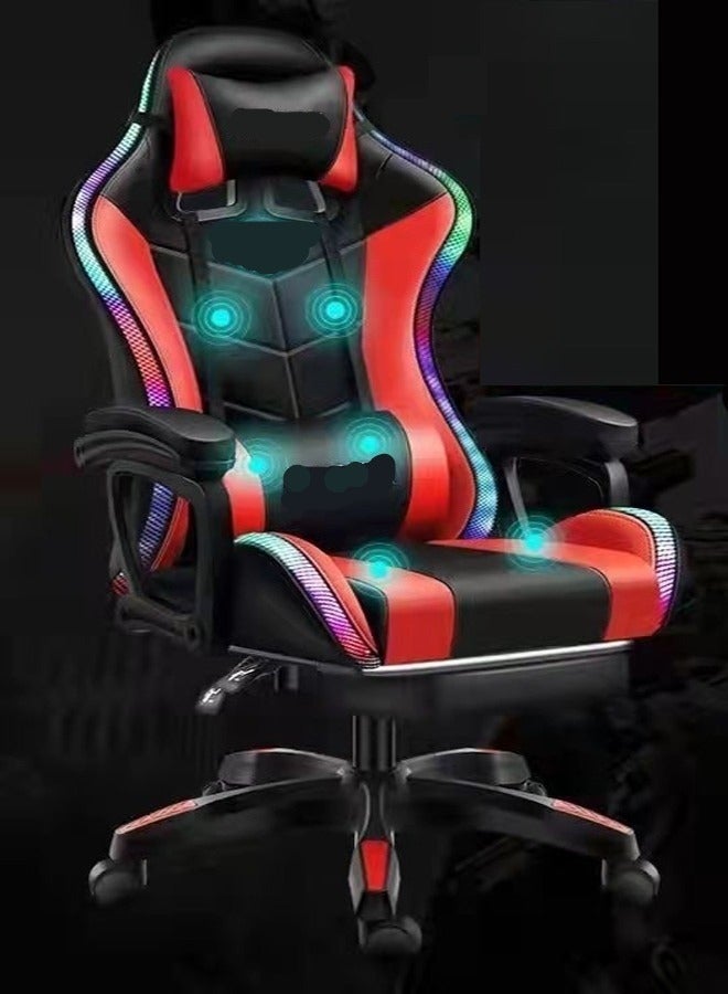 fashionhome Multifunction High Quality Ergonomic Swivel Gaming Chair Office Chair with RGB Lights Speakers and Remote Adjustable Massage Recliner for Home Office 64x123 cm  - Image 1