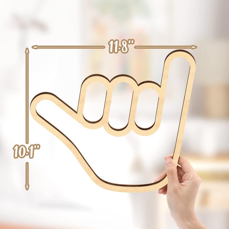 Xylolfsty Shaka Wooden Wall Sign Hang Loose Sign Hawaii Aloha Surfer Hand Sign Surf Wall Decor for Home Living Room Kitchen Bathroom Bedroom Hand shape Finger Nursery Room Decoration - Image 3