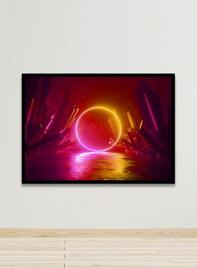 ماركتنا لوحة جدارية قماشية فنية لتزيين الحائط بتصميم تجريدي مع برواز اسود مجوف مقاس 120x80سم قطعة واحدة - Image 1