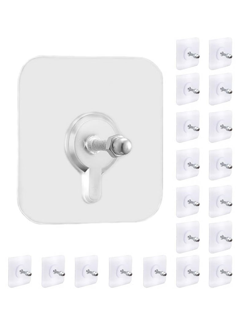 20 PCS Adhesive Hooks Heavy Duty, Wall Hooks for Hanging,Wall Hangers without Nails,2 in 1 Screw Free Sticker for Wall Mount Shelf,Waterproof Rustproof (16mm) - Image 2
