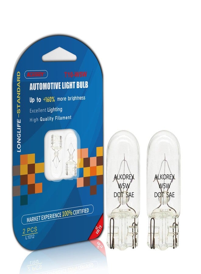 مصابيح ALKOREY T10 W5W 194 168 12V 5W، مصابيح بيضاء دافئة 2700K، بديل لمصابيح لوحة الترخيص، ومصابيح الخريطة الداخلية، ومصابيح الإضاءة الداخلية، عبوة من قطعتين - Image 1