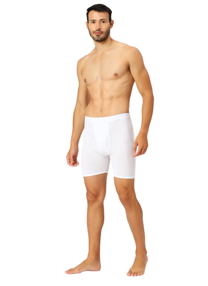 AMPM MEN'S COTTON BOXER BRIEF SHORT (PACK OF 3) - WHITE  - Image 3
