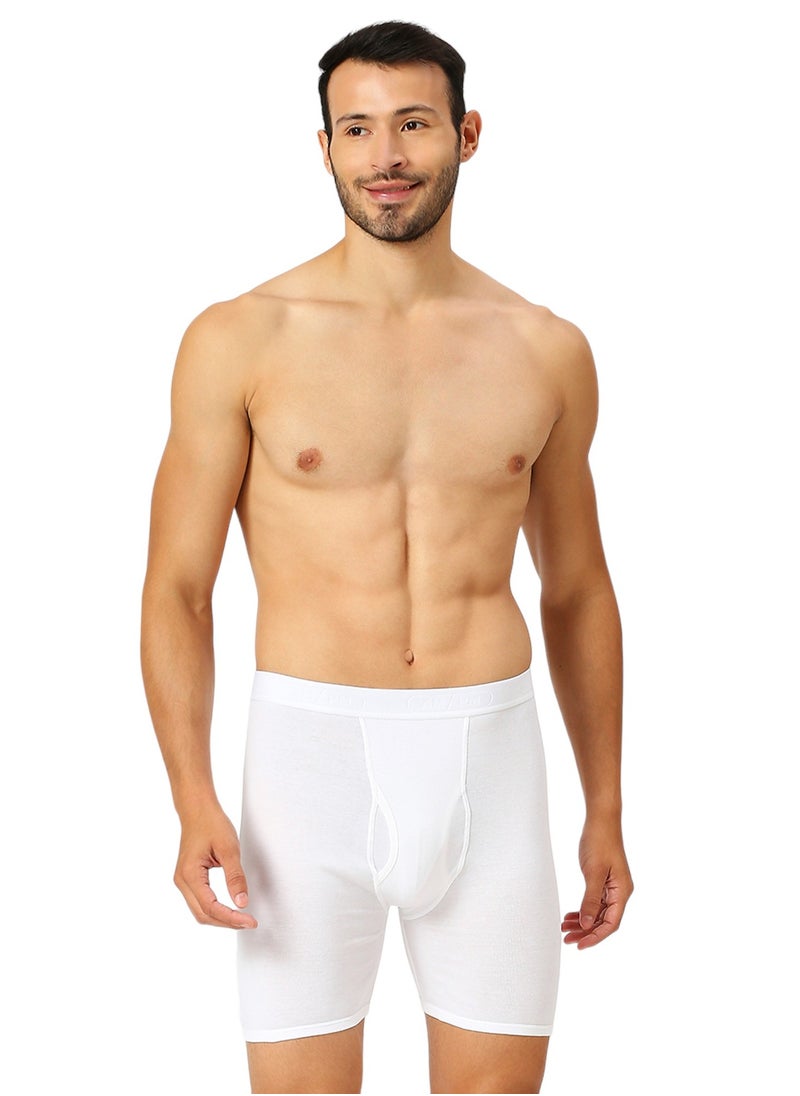 AMPM MEN'S COTTON BOXER BRIEF SHORT (PACK OF 3) - WHITE  - Image 4