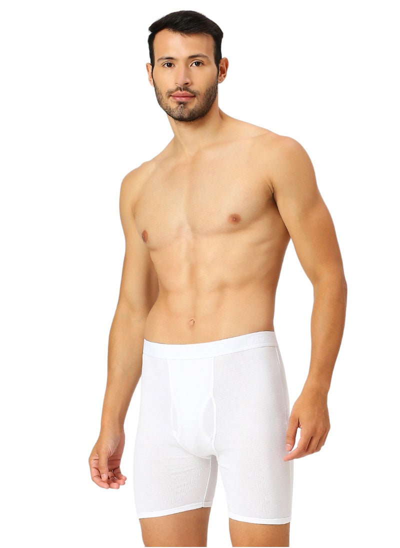 AMPM MEN'S COTTON BOXER BRIEF SHORT (PACK OF 3) - WHITE  - Image 5