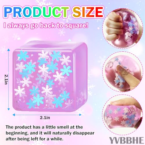 YVBBHE Purple Squeeze Cube with Glow in The Dark Snowflakes InsideSquishy Fidget Gummy Toys Luminous Sensory Toys for Kids Autism Maltose Balls for Anxiety Stress Relief Gifts for Kids - Image 5