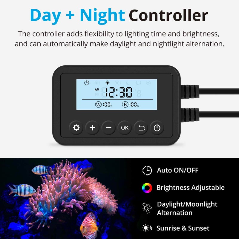 NICREW 20W Saltwater Aquarium Light, Marine LED Reef Light for Corals, Programmable Timer Controller, 18 to 24-Inch - Image 2
