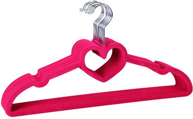 Harmony Homes Velvet Heart-Shaped Clothes Hangers – Non-Slip Plush Hangers for Shirts, Scarves, Abayas & Dresses, Lightweight & Space Saving Design – Pack of 30 (Rose Red) - Image 3