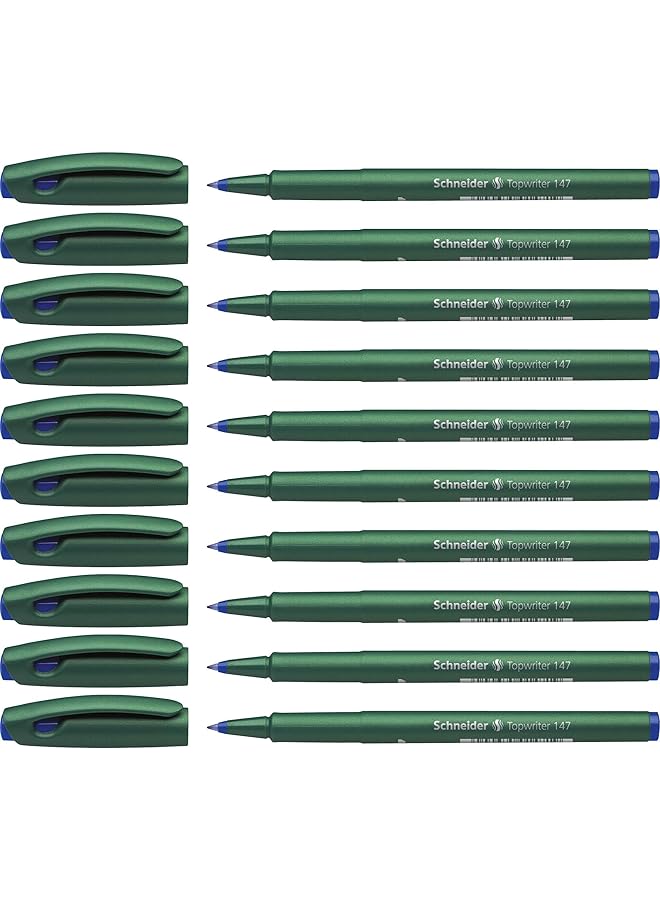 Schneider Topwriter 147 Mint Green Barrel Fiber Pen Blue Pack Of 10 - Image 1