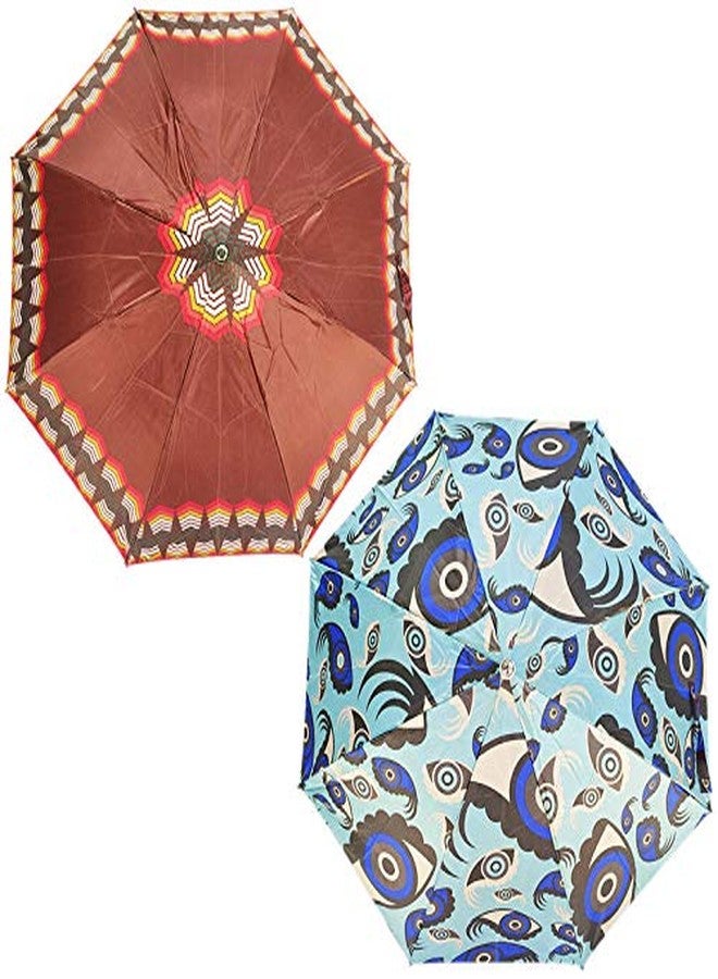RAINPOPSON 2 Fold Printed Umbrella Big Size for Women & Men UV Protection Ladies Umbrella Combo for Summer & Rainy Season (Color May Vary) - Image 1