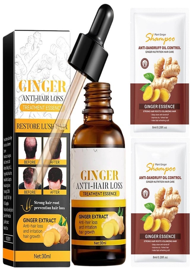 Cappuvini Ginger Anti-Hair Loss Oil and Shampoo, Hair Growth Serum Set, Ginger Extract Anti-Hair Loss Treatment Essence Set for Thicker, Stronger, Longer for Men and Women (1) - Image 1