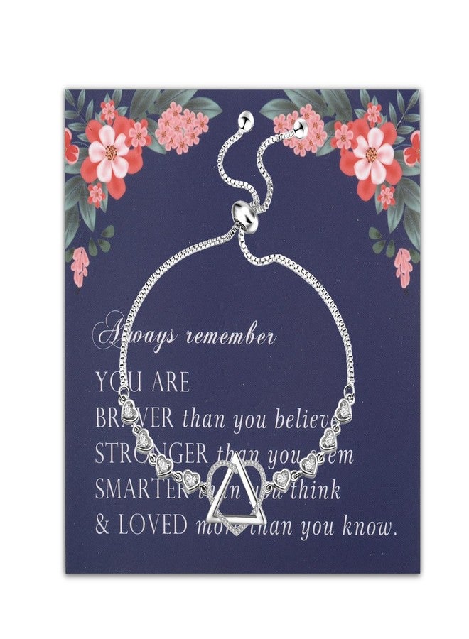 FEELMEM Adoption Gift Adoption Symbol Heart Triangle Charm Silder Bracelet Adoptive Gift For Stepmom Stepdaughter (Adoption bracelet) - Image 1