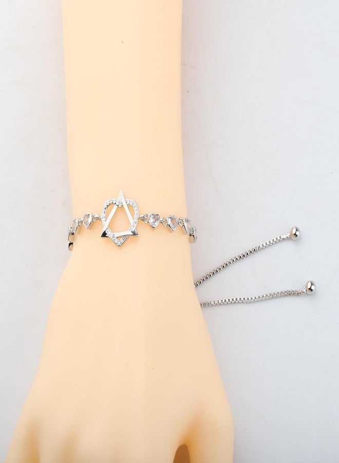 FEELMEM Adoption Gift Adoption Symbol Heart Triangle Charm Silder Bracelet Adoptive Gift For Stepmom Stepdaughter (Adoption bracelet) - Image 3