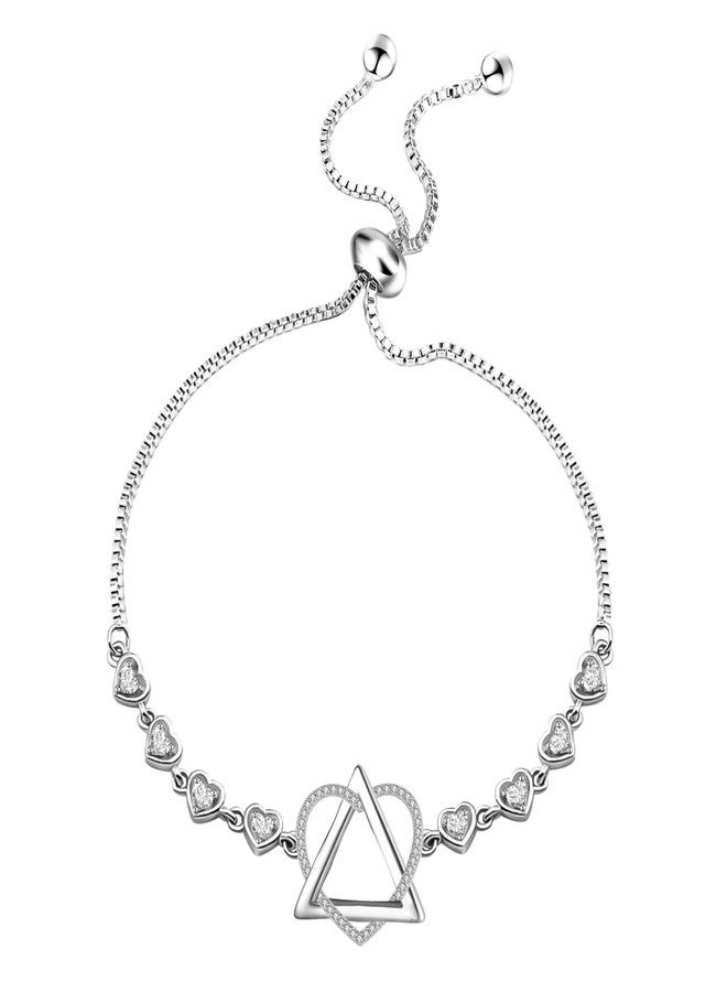 FEELMEM Adoption Gift Adoption Symbol Heart Triangle Charm Silder Bracelet Adoptive Gift For Stepmom Stepdaughter (Adoption bracelet) - Image 2