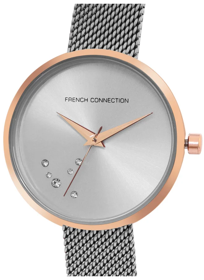 فرنش كونكشن Women's 33mm Analog Watch with Stainless Steel Mesh Bracelet