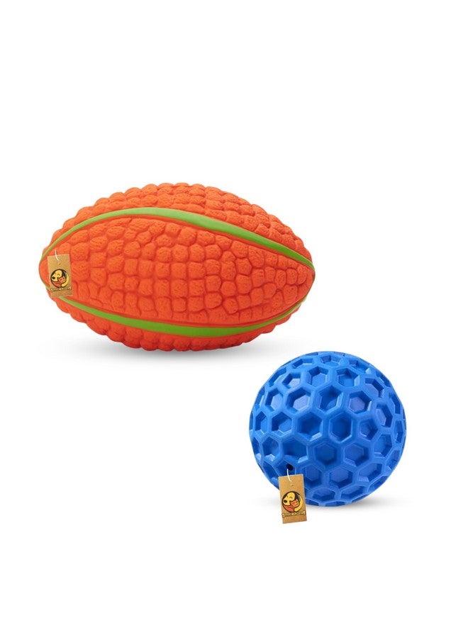 Interactive Dog Squeaky Ball Combo For Small To Medium Dogs - (Golf Ball + Corn Rugby, Large) | Chewing, Floating, Fetching, And Training | Reduce Separation Anxiety - Image 1