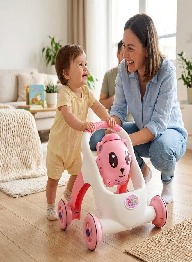 Maskeen Push Walker for Baby Bear Theme, Toddler Walking Toy Plastic Push Walker for Babies and Toddlers Educational Activity Walker Toy with Learning Features (Pink) - Image 2