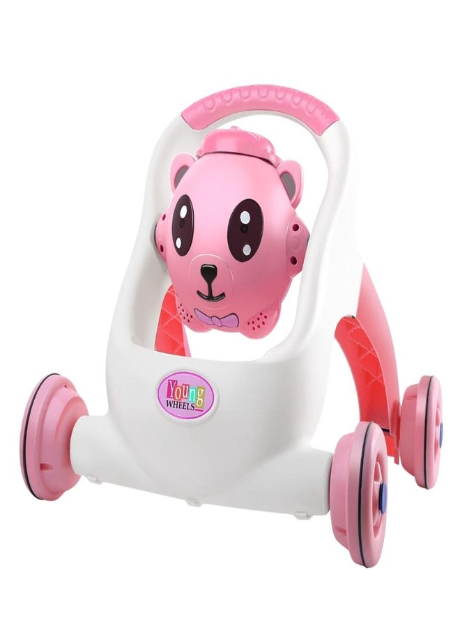 Maskeen Push Walker for Baby Bear Theme, Toddler Walking Toy Plastic Push Walker for Babies and Toddlers Educational Activity Walker Toy with Learning Features (Pink) - Image 1
