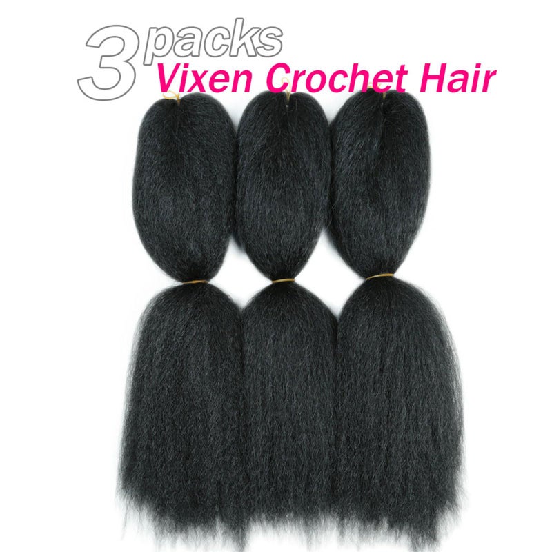 goodear Kinky straight Bundles Crochet Vixen Hair 18inch 3 Pack Natural Black Hair Soft Locs for black women Hair Extension (1B, 18 inch) - Image 3