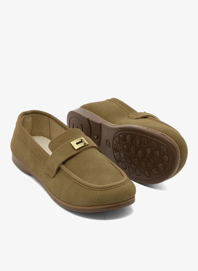 ELLA Nude Suede Formal Slip Ons for Women | Best Price UAE
