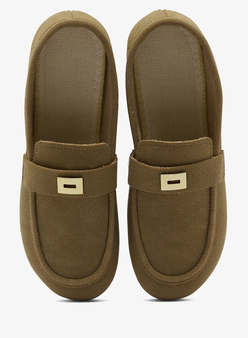 ELLA Nude Suede Formal Slip Ons for Women | Best Price UAE