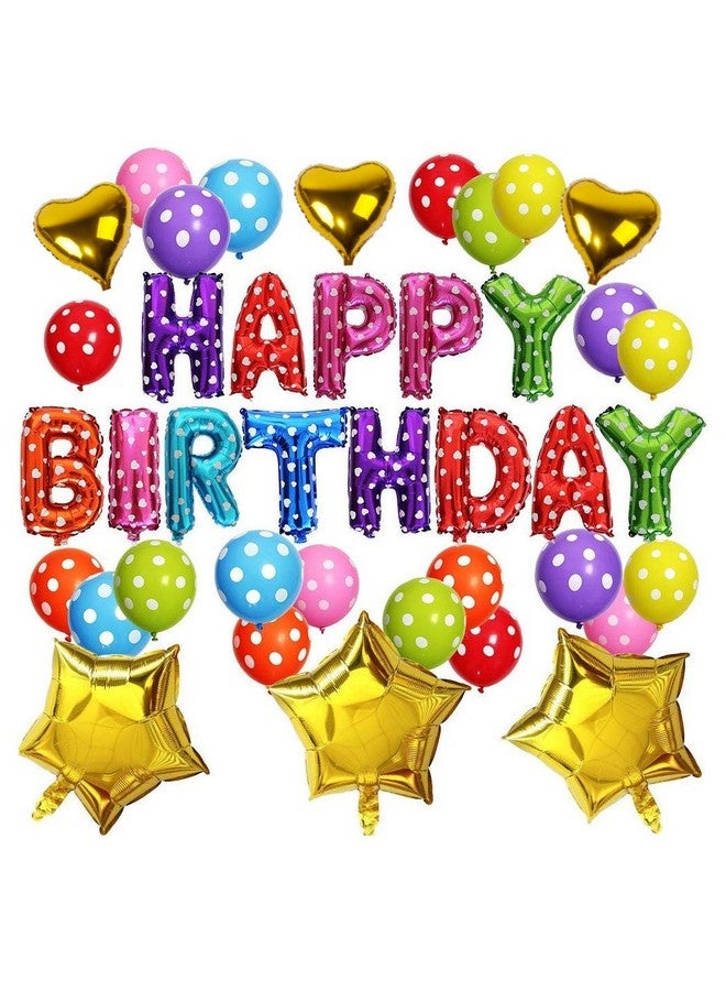 TOYXE Birthday Party Foil Balloon, Balloon Letters, 3 Pcs Small Heart Balloon , 3 Pcs Star Balloon, 21 Pcs Balloon, Multicolour - Image 1