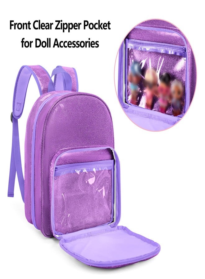LoDrid Carrying Backpack Compatible with LOL Surprise Dolls All, Storage Case with 6 Clear Pockets for Dolls Organizer & Display, Purple, Bag Only (Patent Design) - Image 5