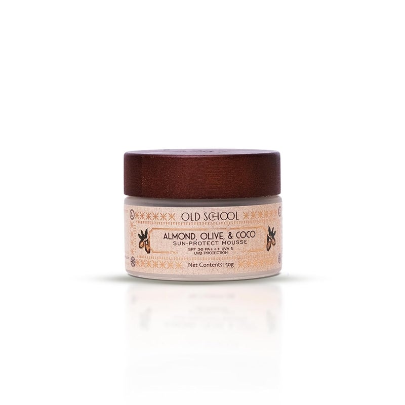 Old School Rituals SPF 36 PA SunProtect Mousse  Sunscreen with Almond Olive  Coconut Extracts  Lightweight  Hydrating Formula for Sun Protection Tanning Prevention  Skin Nourishment for All Skin Types  50g - Image 1