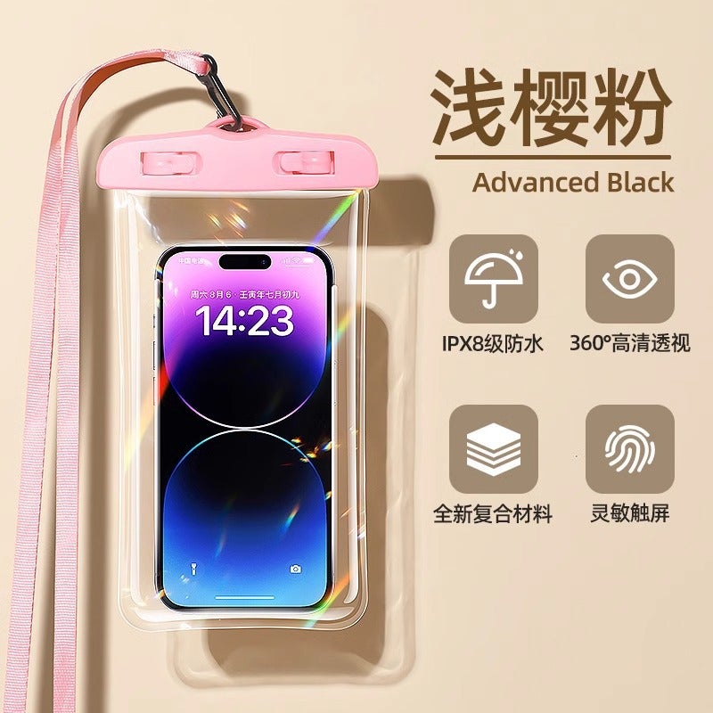 Mobile Phone Waterproof Bag Touchscreen Swimming Takeaway Special Rider Waterproof Sealed Bag Underwater Airbag Cover Photo Snorkeling Pink [classic-hd transparent] 