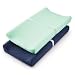 TILLYOU Changing Pad Cover Set in Soft Jersey Material Fits 3234x16 Contoured Pad for Babies Navy Blue Lt Green - Image 2