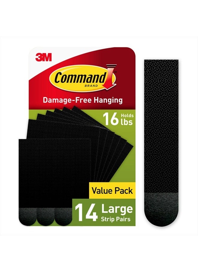Command Large Picture Hanging Strips, Damage Free Hanging Picture Hangers, No Tools Wall Hanging Strips for Living Spaces, 14 Black Adhesive Strip Pairs(28 Command Strips)  - Image 1