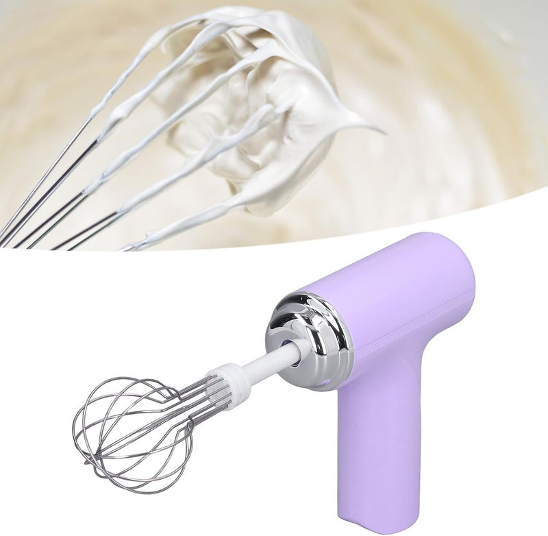 Sanpyl Electric Egg Beater, Cordless Hand Mixer with 2 Metal Mixing Whisk, 3 Speeds Adjustable, for Whipping Cream Butter Stirring Egg Liquid Jam (Purple) - Image 2