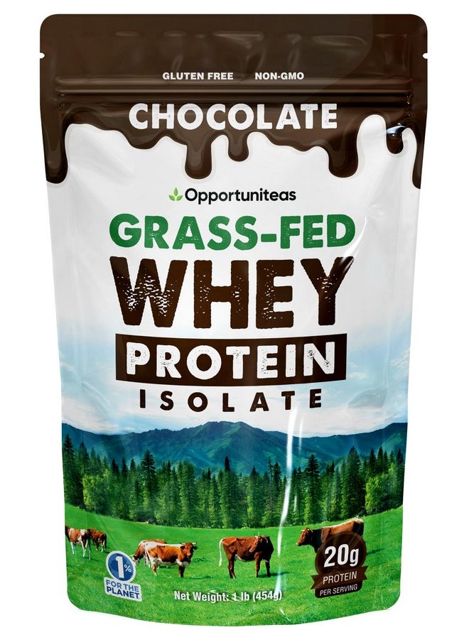 Opportuniteas Grass Fed Chocolate Whey Protein Isolate Powder - 20G Protein Powder Without Artificial Sweeteners, Hormone-Free Happy Cows, Non Gmo - 1Lb  - Image 1