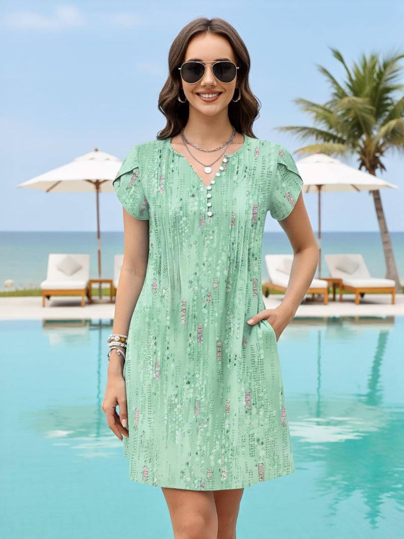 ETCYY Women's Casual Dress Short Sleeve Sundresses Vacation Summer Dresses 2026 Beach Spring A-Line Tshirt Dress with Pockets,Dewdrop Green,Medium - Image 2