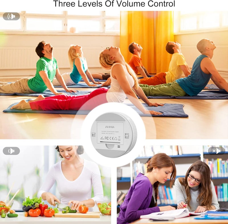 AVINIA Digital Kitchen Timers, Visual timers Large LED Display Magnetic Countdown Countup Timer for Classroom Cooking Fitness Baking Studying Teaching, Easy for Kids and Seniors White - Image 5