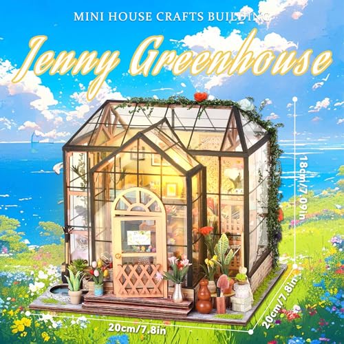 Flever DIY Miniature House Kit Tiny Home Kit with LED Light Mini House Build Craft Kits for Adults and Teens Home Decor Creative Gift for FamilyFriends Jenny s Greenhouse - Image 5