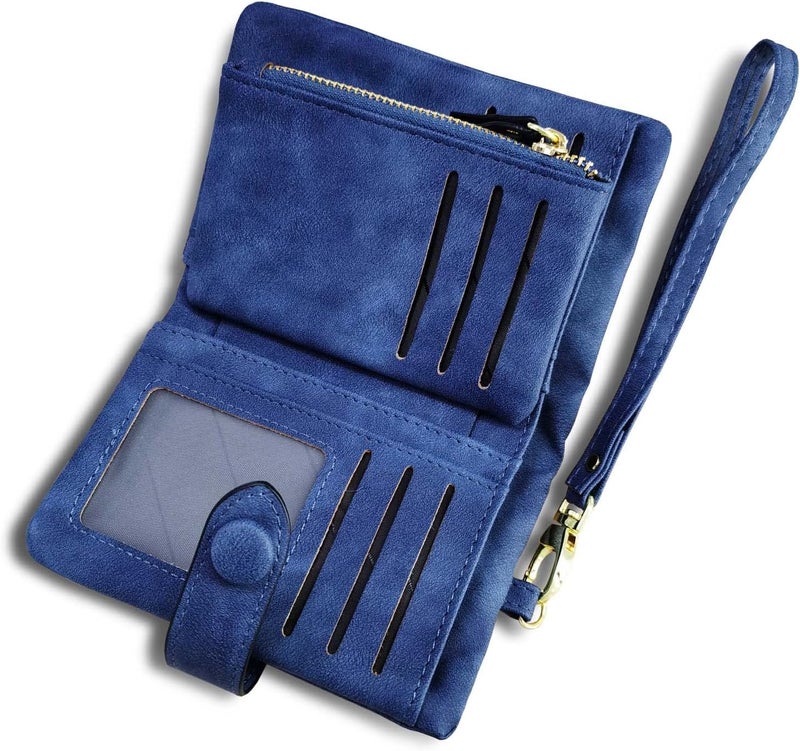 AOXONEL Women's Small Bifold Leather wallet Rfid blocking Ladies Wristlet with Card holder id window Coin Purse - Image 1