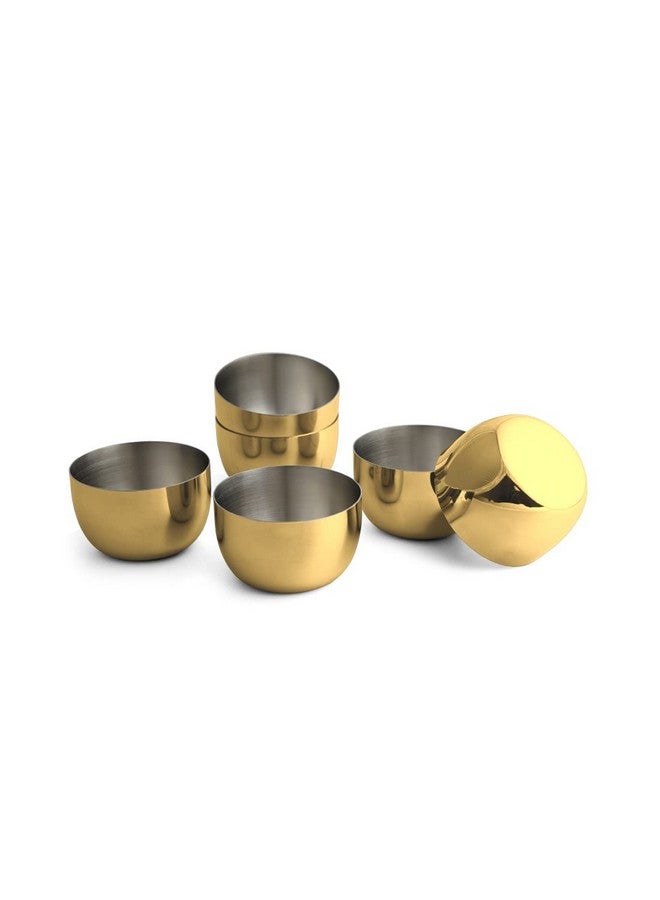 Shri & Sam Shri & Sam Majestic High Grade Stainless Steel Katori with Gold Pvd Coating, 6 Pieces, 8 cm  - Image 1
