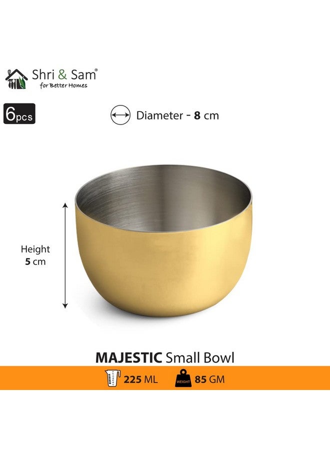 Shri & Sam Shri & Sam Majestic High Grade Stainless Steel Katori with Gold Pvd Coating, 6 Pieces, 8 cm  - Image 2
