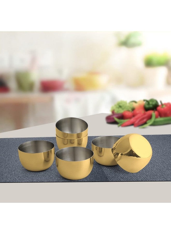 Shri & Sam Shri & Sam Majestic High Grade Stainless Steel Katori with Gold Pvd Coating, 6 Pieces, 8 cm  - Image 4